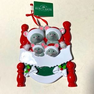 Kurt Adler Porcelain Xmas Tree Ornament Mice Family